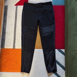 Victorias Secret Sport Black Moto-Detail High-Waist Leggings